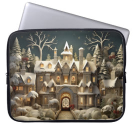 Capa Para Notebook Natal Snowy Manor Storybook Wonderland