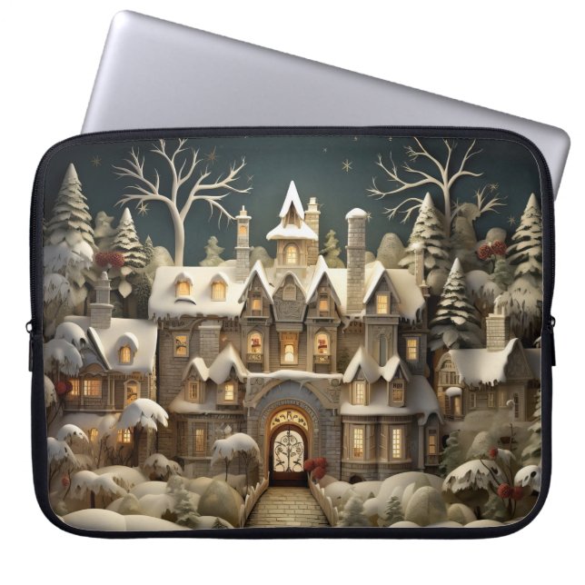 Capa Para Notebook Natal Snowy Manor Storybook Wonderland (Frente)