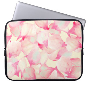 Capa Para Notebook Natureza do Flor Rosa. Natureza Preta De Aquarela.