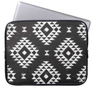 Capa Para Notebook Navajo Geométrico: Tribal Branco Negro.