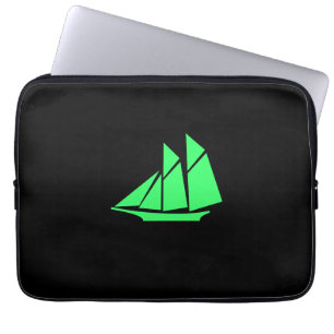 Capa Para Notebook Navio de Clipper Oceano Brilho_Verde-em-Preto