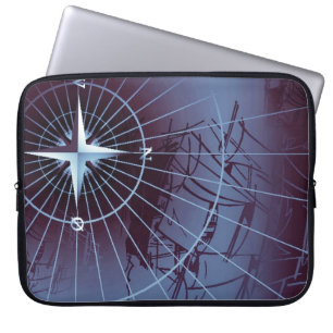 Capa Para Notebook Navios de navigação náuticos da meia-noite do