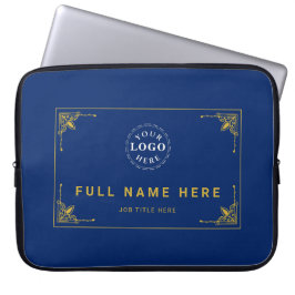 Capa Para Notebook Navy Blue Laptop Bag with Name and Job Title