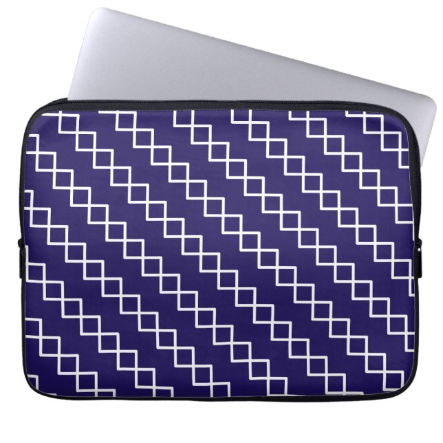 Capa Para Notebook Navy Blue White Geometric (Frente)