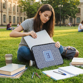 Capa Para Notebook Navy Geometric Chevron Monogram Design