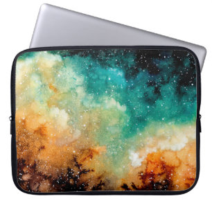 Capa Para Notebook Nebulosa Amarela Brilhante, Estrelas e Escuro