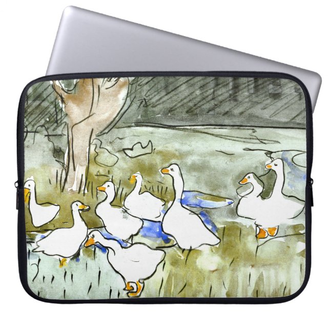 Capa Para Notebook Neerlandês Art Nouveau Ducks and Geese (Frente)