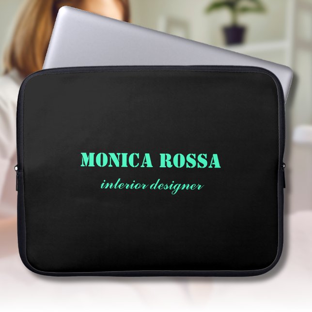 Capa Para Notebook Negra Branca Neon Moderna Simples Profissional (Criador carregado)