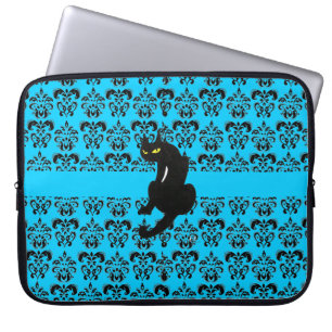 Capa Para Notebook NEGRO CAT DAMASK azul preto