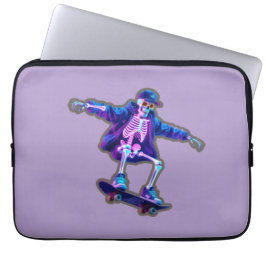 Capa Para Notebook Neon 3D Skeleton Skateboarding – Funny Streetwear 