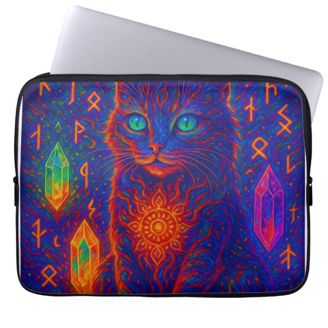 Capa Para Notebook Neon Cat Sagrado (Frente)