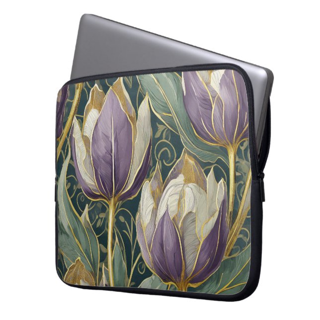 Capa Para Notebook Neon Charlie Chameleon, Colagem da Floresta Tropic (Frente Esquerda)