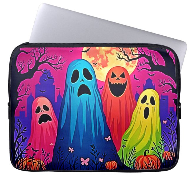 Capa Para Notebook Neon Ghosts Halloween Party Design (Frente)