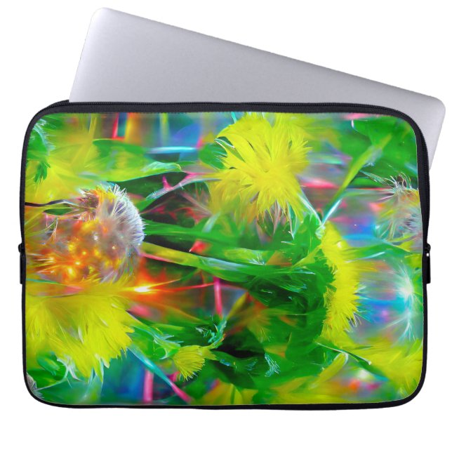 Capa Para Notebook Neon Glow Dandelions no Dream Garden (Frente)