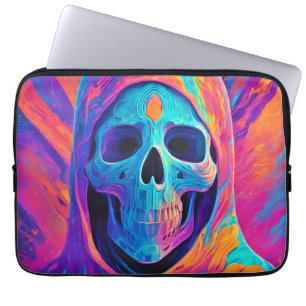 Capa Para Notebook Neon Glowning Skull Art