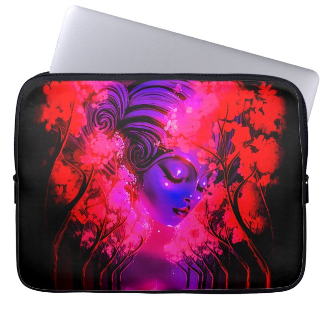 Capa Para Notebook Neon Goddess in Enchanted Forest (Frente)