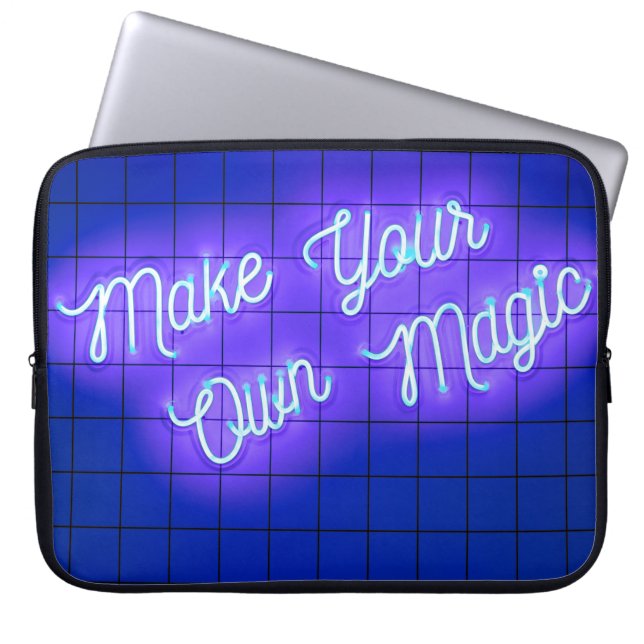 Capa Para Notebook Néon manuscrito brilhando texto torna sua própria  (Frente)