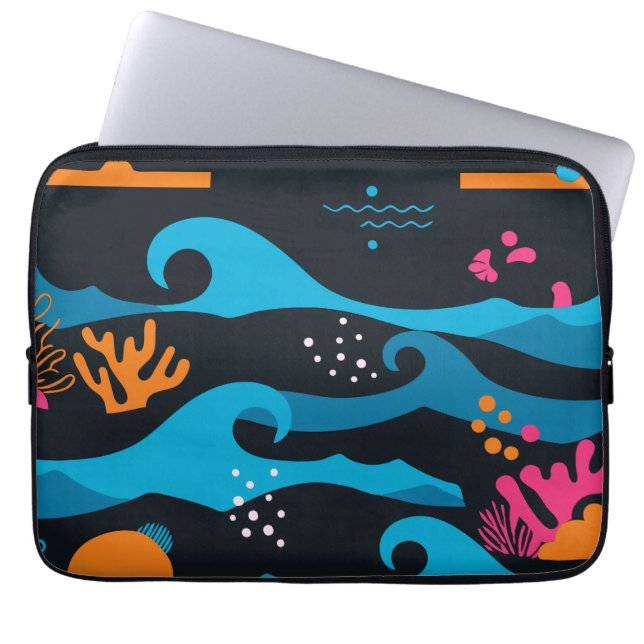 Capa Para Notebook Neon Ocean Abstrato (Frente)
