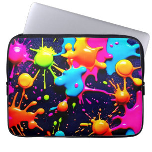 Capa Para Notebook Neon Paint Splatter Abstrato Art