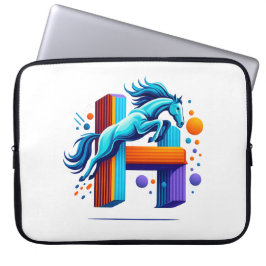Capa Para Notebook Neon Power Horse Jump Over H Letter