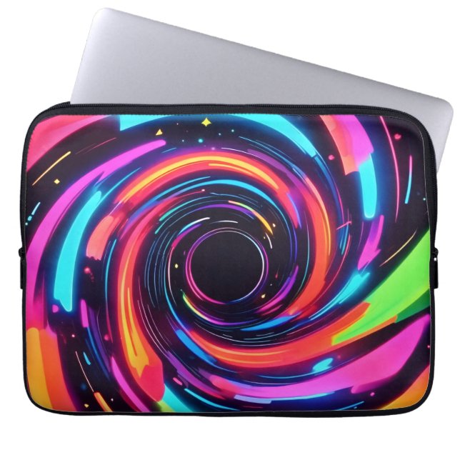 Capa Para Notebook Neon Spiral Abstrato Art Colorida (Frente)