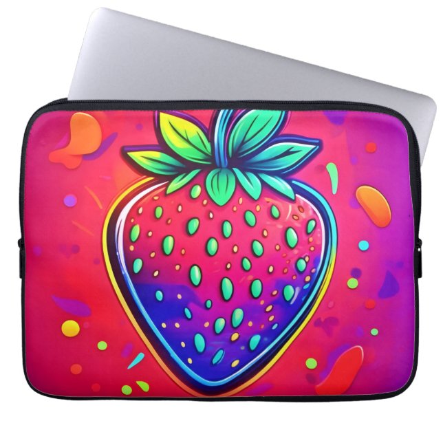 Capa Para Notebook Neon Strawberry Pop (Frente)