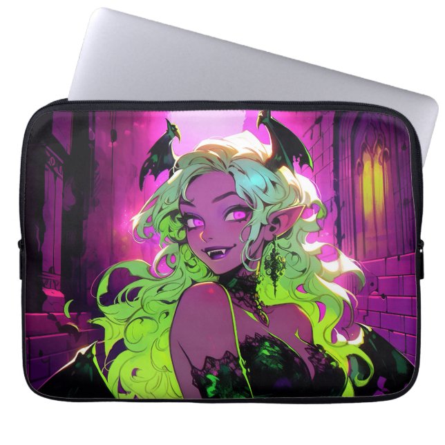 Capa Para Notebook Neon Succubus Demon Anime Girl (Frente)