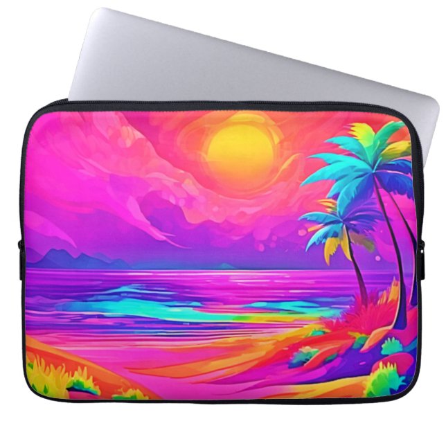 Capa Para Notebook Neon Sun e Beach Bliss (Frente)