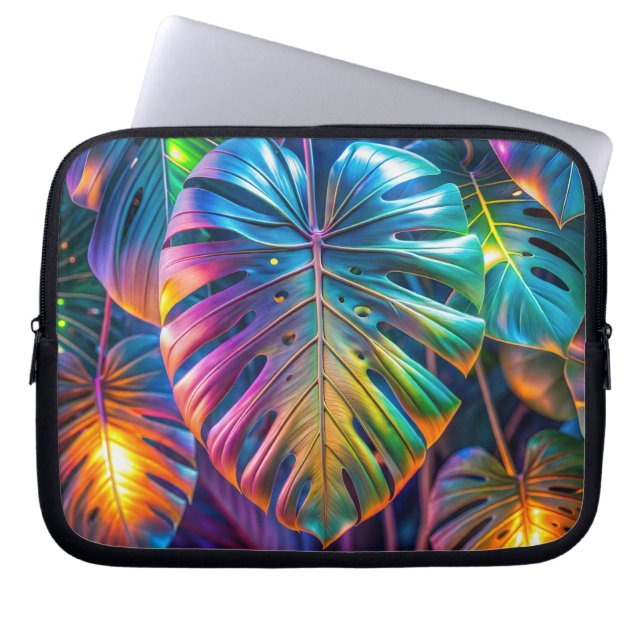 Capa Para Notebook Neon Tropical Leaves (Frente)