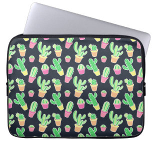 Capa Para Notebook Neon Watercolor Cactos em Potes