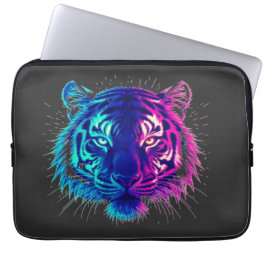 Capa Para Notebook Neon White Tiger – Glowing Cyberpunk Wildlife Art