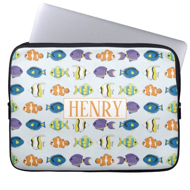 Capa Para Notebook Neoprene de Peixes Tropicais Bolsa de laptop 13 em (Frente)