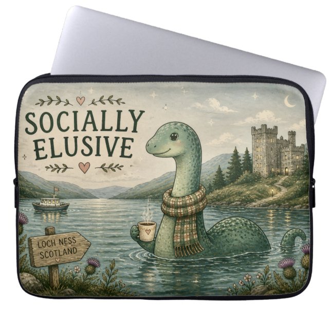 Capa Para Notebook Nessie Esquiva Socialmente Criptídeo Aconchegante  (Frente)