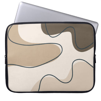 Capa Para Notebook Neutral Beige & Brown Abstract Boho Liquid Swirl L