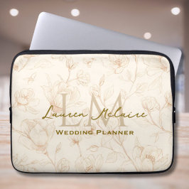 Capa Para Notebook Neutral Wildflower Monogram Business Style Laptop
