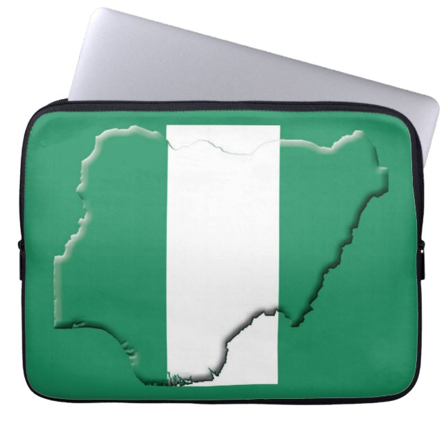 Capa Para Notebook NIGERIA Flag Map Patriótico Computer GREEN (Frente)