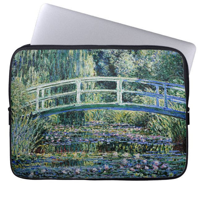Capa Para Notebook Ninfas de água e Ponte Japonesa, (Frente)