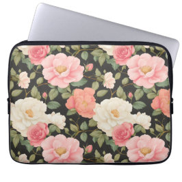 Capa Para Notebook Noir Floral Romântico com Rosas de Estilo Pintados