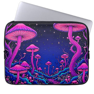Capa Para Notebook Noite de Floresta Psicodélica de Cogumelos