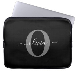 Capa Para Notebook Nome com Letra de Monograma Personalizada Preto Br