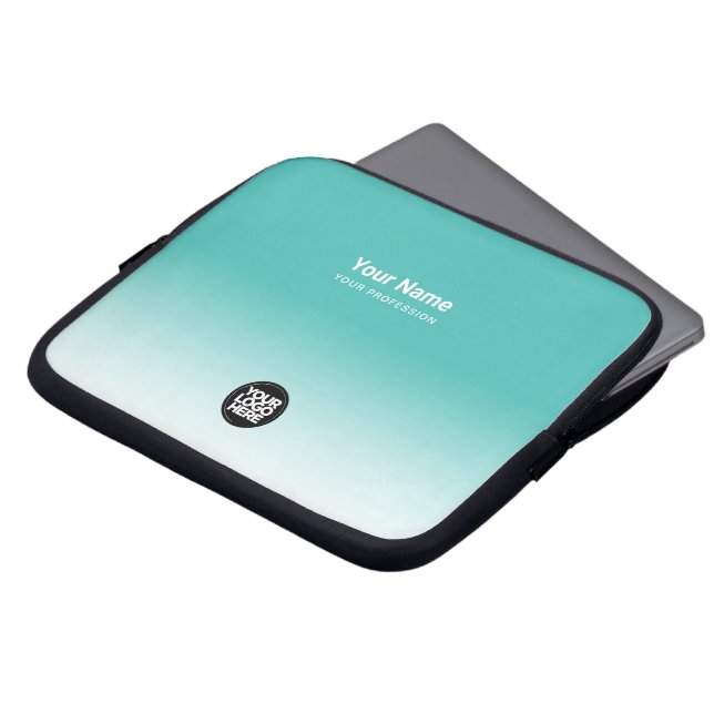 Capa Para Notebook Nome comercial personalizado, cargo, turquesa grad (Frente Topo)