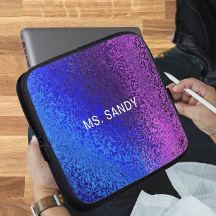 Capa Para Notebook Nome da Adição do Abstrato de Sombreados Azul e Pu
