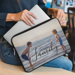 Capa Para Notebook Nome da Família Personalizada de Modelo de Foto Mo<br><div class="desc">A Bolsa de laptop Simples de Modelo de Foto Personalizado de Nome da Família apresenta a sua foto favorita com o seu nome de família personalizado. Faz um presente fantástico para o Natal, aniversário, aniversário, Dia de as mães, Dia de os pais, Dia dos Avós e muito mais. Personalize editando...</div>