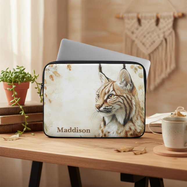 Capa Para Notebook Nome da Natureza da Vida Selvagem do Lince da Flor (Criador carregado)