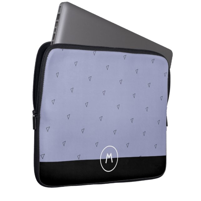Capa Para Notebook Nome de monograma personalizado simples azul preto (Frente Esquerda)