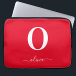 Capa Para Notebook Nome de roteiro de monograma personalizado vermelh<br><div class="desc">Este monograma elegante e design de nome de roteiro pode ser dado como um presente para um aniversário,  favor de casamento,  chá de noiva ou qualquer ocasião. Ele pode ser personalizado com o inicial e o nome da pessoa.</div>