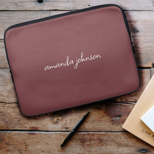 Capa Para Notebook Nome do Cheio Cursivo do Monograma Vermelho Modern
