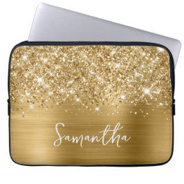 Capa Para Notebook Nome do Glam Dourado da Glittery