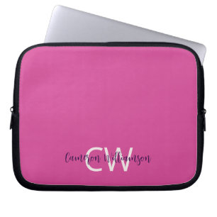 Capa Para Notebook Nome do Monograma Cor-de-rosa sofisticado e vibran
