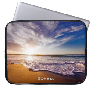 Capa Para Notebook Nome do Monograma das Férias de Praia do Oceano